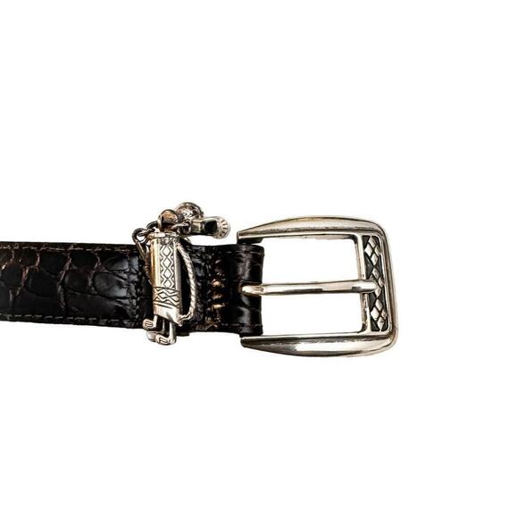 Brighton Black Leather Belt Silver Golf Themed Charms Size M/L - Picture 1 of 3